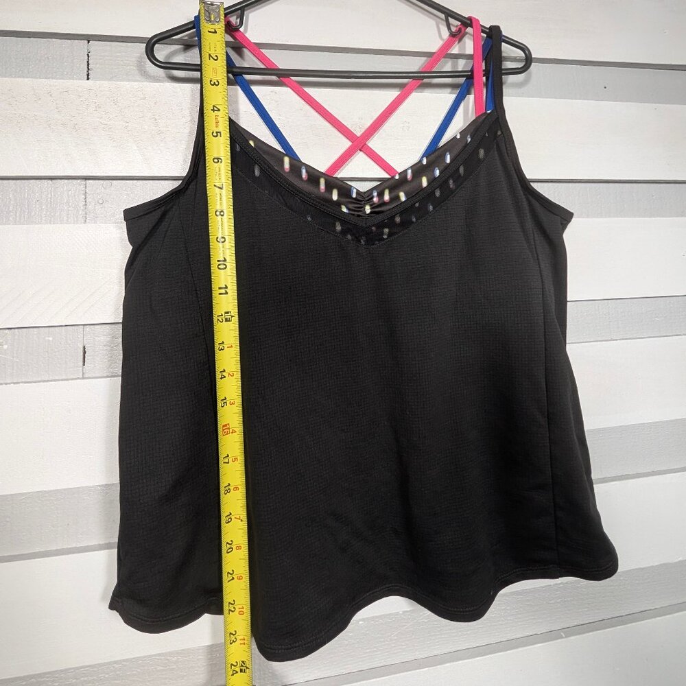 Lucky in Love Neon Lights Let it Glow Tank Top Womens XL built in bra black Cami - Picture 9 of 10
